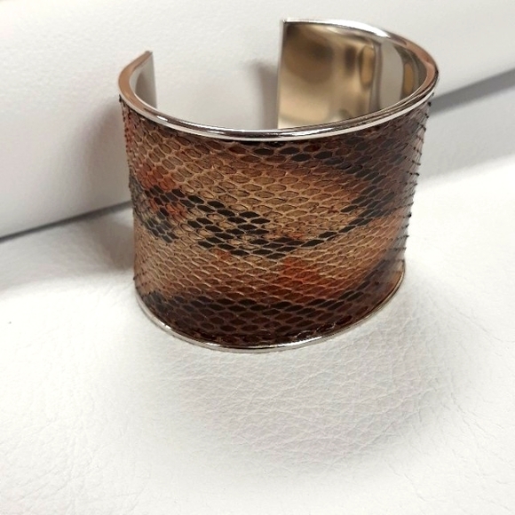 Hand Painted Python Snakeskin/Cuff Bracelet/ Statement Bracelet Handcrafted/Boho - Picture 1 of 15